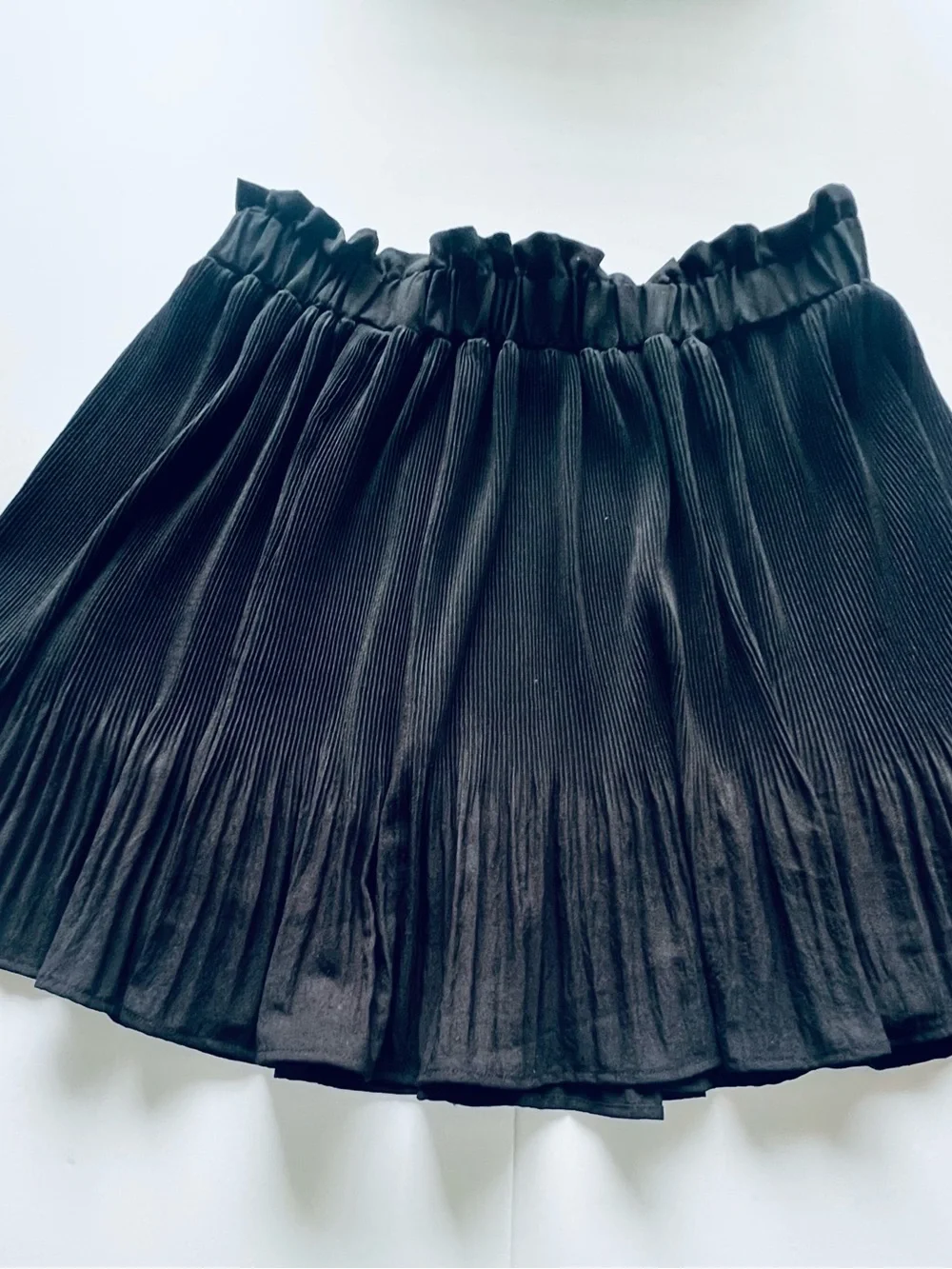 Odd Sz 3XL forBlack Pleated Women's Skirt - Lightweight Ruffled Mini